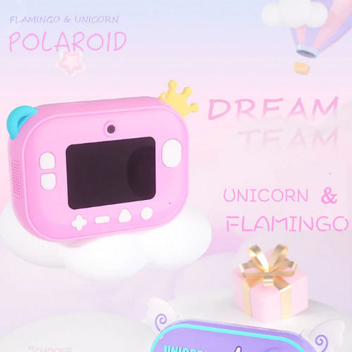 Skysonic Instant Kids Детски Фотоапарат 12МР с Термален Печат Фламинго Многоцветен