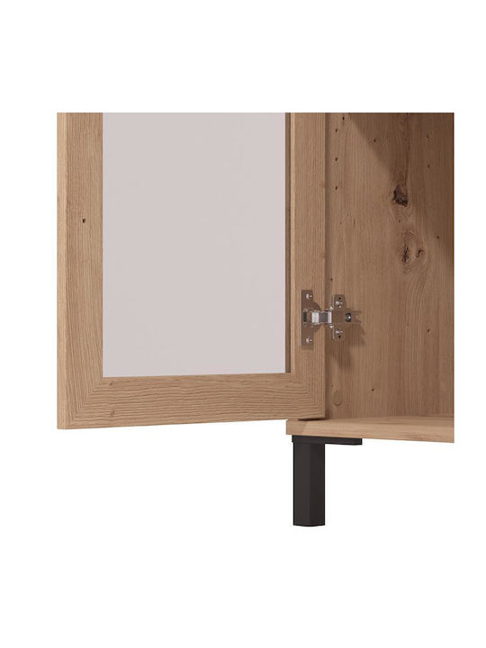 Vitrină Laval 2k Vs1 129 Stejar Artizanal Negru 80x40x129cm