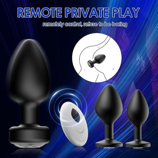 Smd Vibra Plug Set 3pcs Remote Controlled Butt Plug Vibrator Anal Plug  Vibration Remote Control + 2 Plugs Black