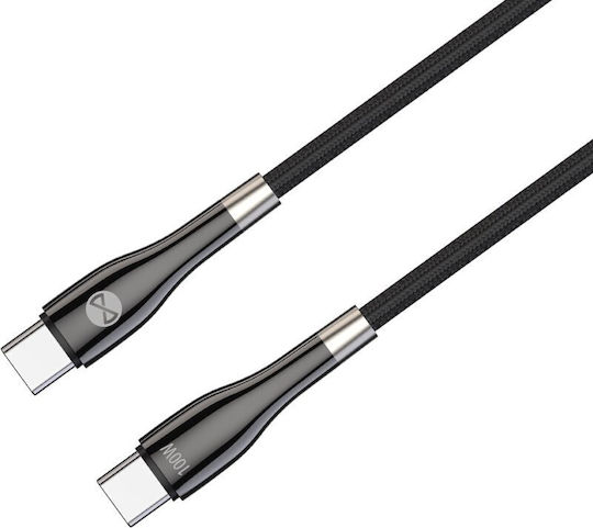 Forever Braided USB 2.0 Cable USB-C male - USB-C 100W PD Μαύρο 1m