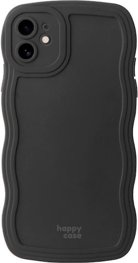 HappyCase Umschlag Rückseite Silikon mit Band Schwarz (iPhone 11)