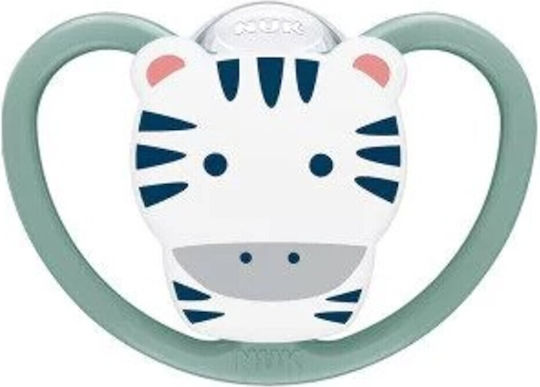 Nuk Space Orthodontic Pacifier Silicone with Case Zebra - Green for 18-36 months
