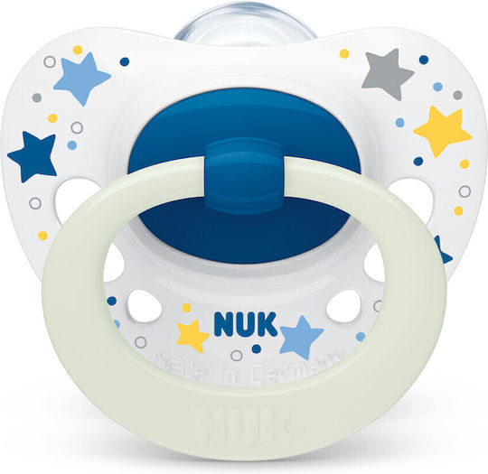 Nuk Ορθοδοντική Πιπίλα Σιλικόνης Signature Αστεράκια Λευκό - Μπλε Νυκτός με Θήκη για 18-36 μηνών