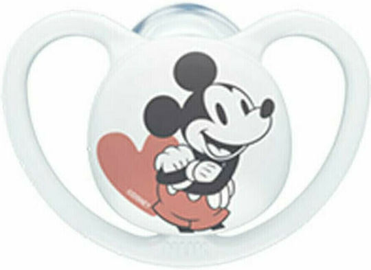 Nuk Space Orthodontic Pacifier Silicone with Case Mickey - Gray for 18-36 months