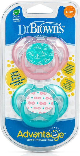 Dr. Brown's Advantage Pacifiers Silicone Pink-Sky Blue for 6-18 months 2pcs