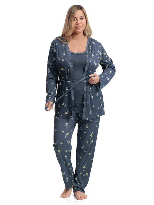 SNC Homewear Καλοκαιρινή Γυναικεία Ρόμπα με Πιτζάμα