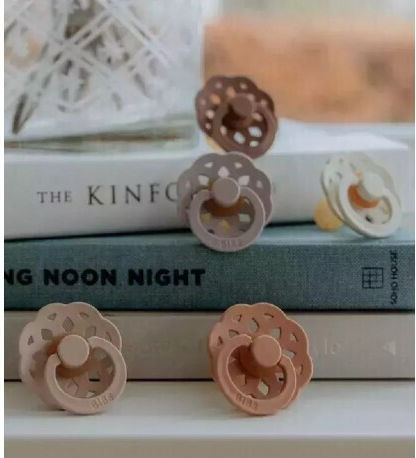 Bibs Boheme Round Pacifiers Rubber Oak/Blush for 6+ months 2pcs