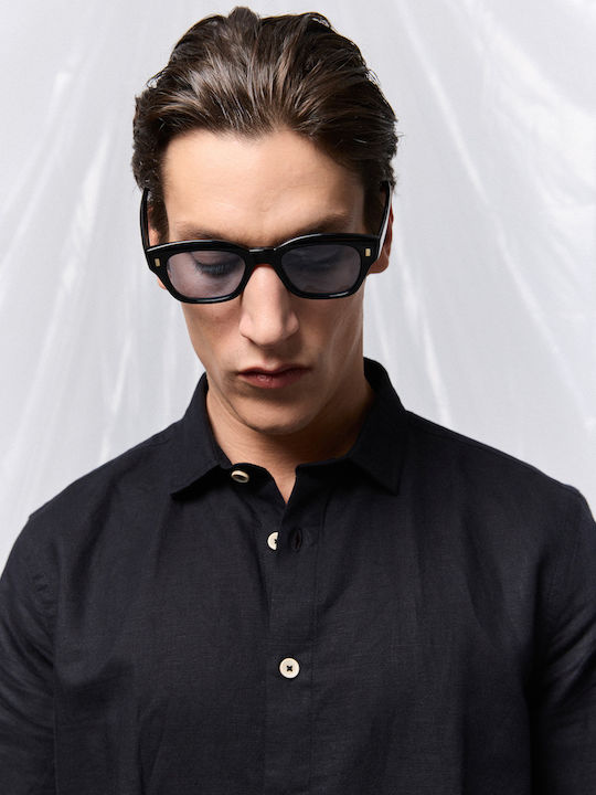 Long-sleeved Linen Shirt Black