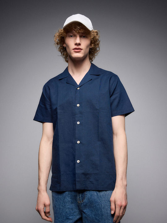Short-sleeved Linen Shirt Indigo