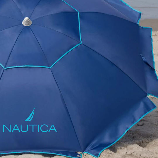 Nautica Σπαστή Ομπρέλα Θαλάσσης Αλουμινίου Διαμέτρου 2.20m με UV Προστασία και Αεραγωγό Μπλε