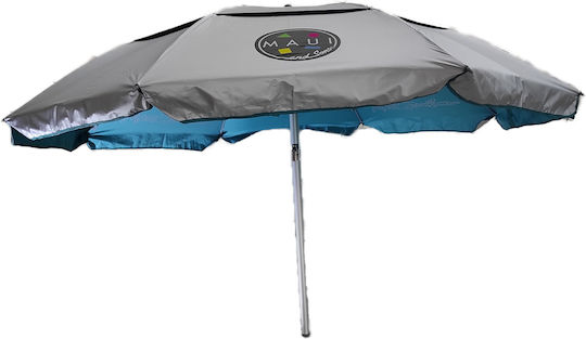 Maui & Sons 1540 Folding Beach Umbrella Aluminum Diameter 1.9m with UV Protection and Air Vent Petrol Blue