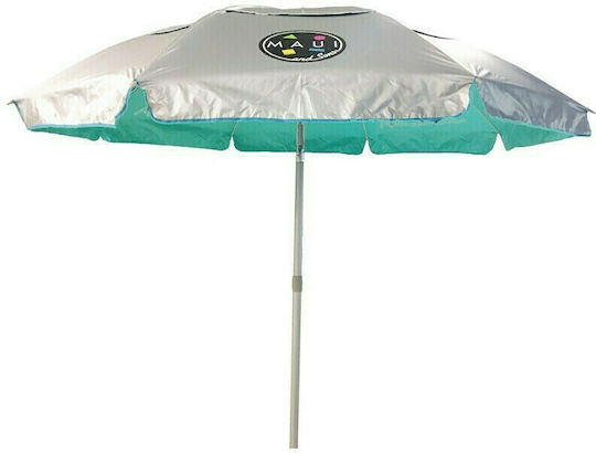 Maui & Sons 1540 Folding Beach Umbrella Aluminum Diameter 1.9m with UV Protection and Air Vent Petrol Blue