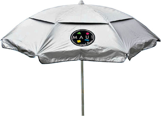 Maui & Sons 1540 Folding Beach Umbrella Aluminum Diameter 1.9m with UV Protection and Air Vent Petrol Blue