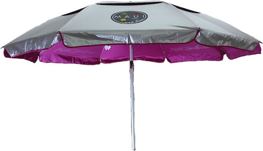 Maui & Sons Folding Aluminum Beach Umbrella Diameter 1.9m with UV Protection and Air Duct Magenta