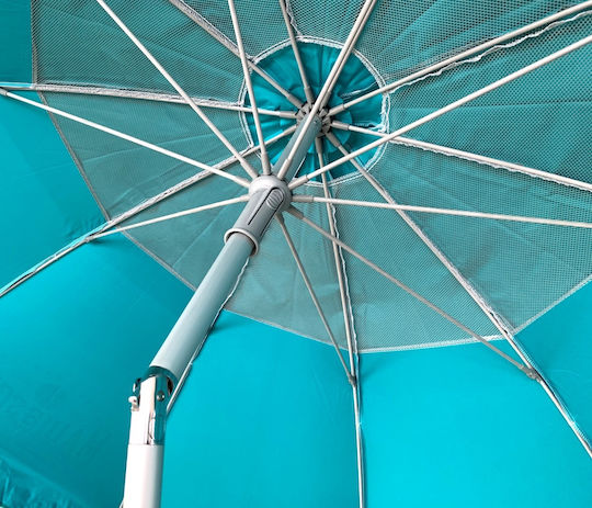 Maui & Sons Folding Aluminum Beach Umbrella Diameter 1.9m with UV Protection and Air Duct Magenta