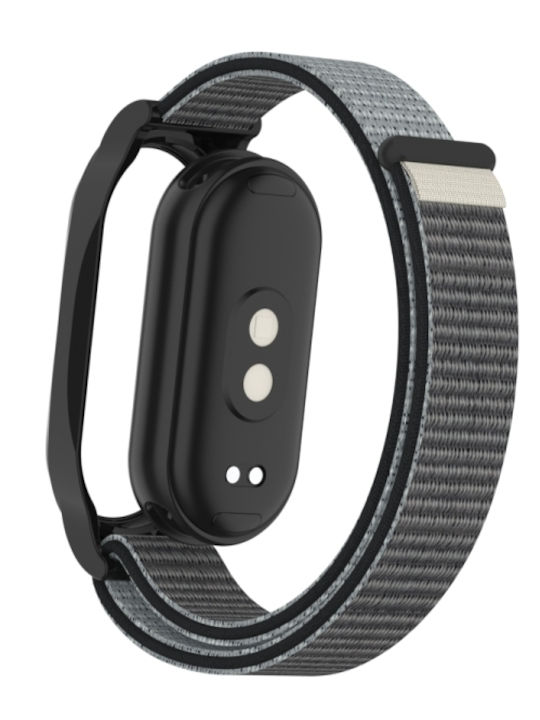 Carcasă Xiaomi Smart Band 8 9 PC + Curea Nylon Buclă Cârlig Fixare Brățară Ancoră Gri