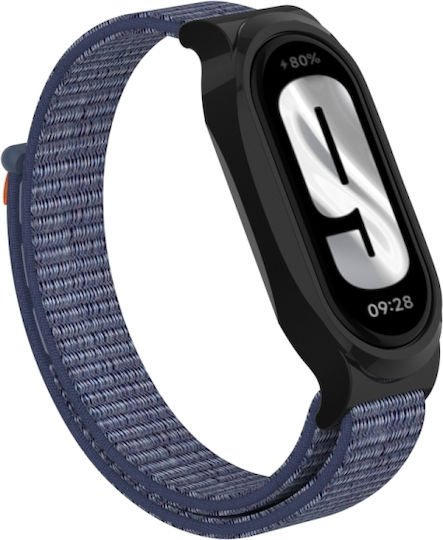 Xiaomi Smart Band 8 9 Θήκη Pc + Loop Nylon Hook Loop Fastener Band Watch Midnight Blue