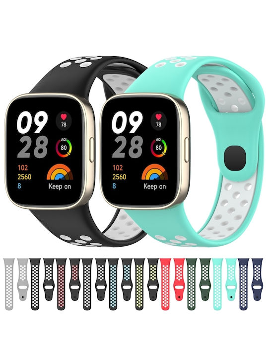 Redmi Watch 3 Sports Λουράκι Ρολογιών Σιλικόνης Δύο Χρωμάτων Μαύρο+πράσινο