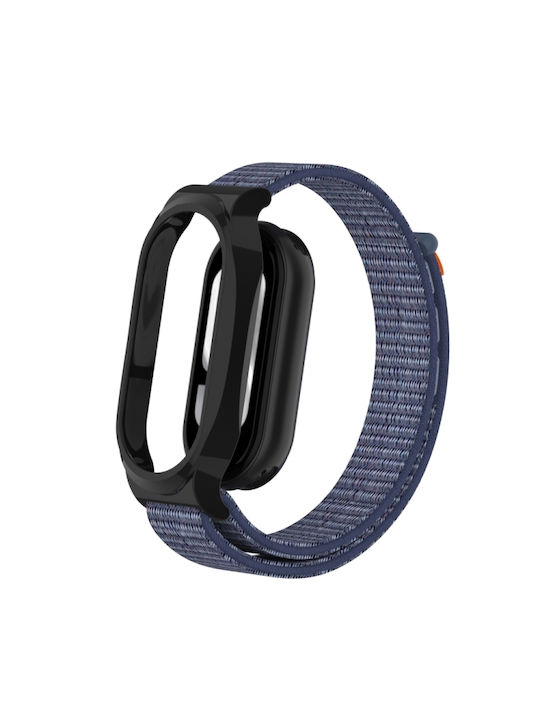 Xiaomi Smart Band 8 9 Case Pc + Loop Nylon Hook Loop Fastener Band Watch Midnight Blue