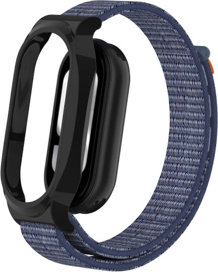 Xiaomi Smart Band 8 9 Θήκη Pc + Loop Nylon Hook Loop Fastener Band Watch Midnight Blue