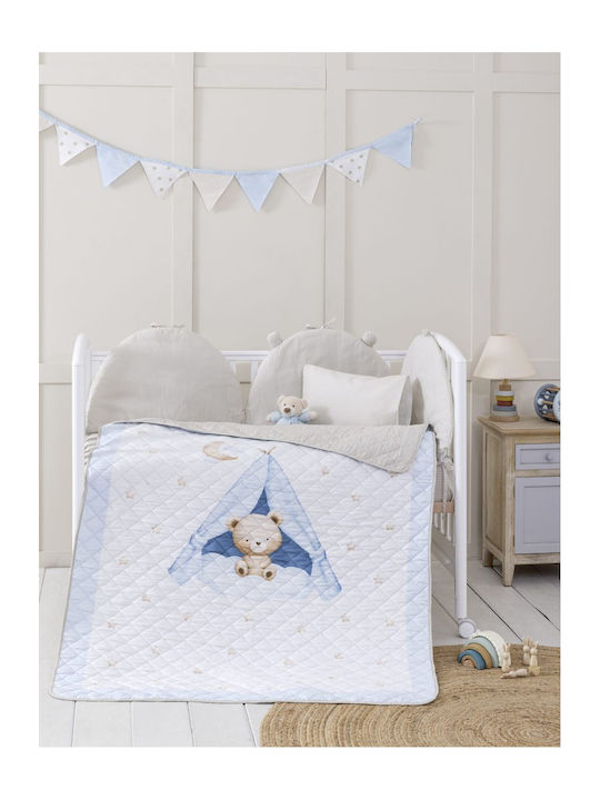 Nima Teepee Bear Бебешка кувертюра Микрофибър Light Blue 120x170см Nima Teepee Bear Бебешка кувертюра Микрофибър Light Blue 120x170см