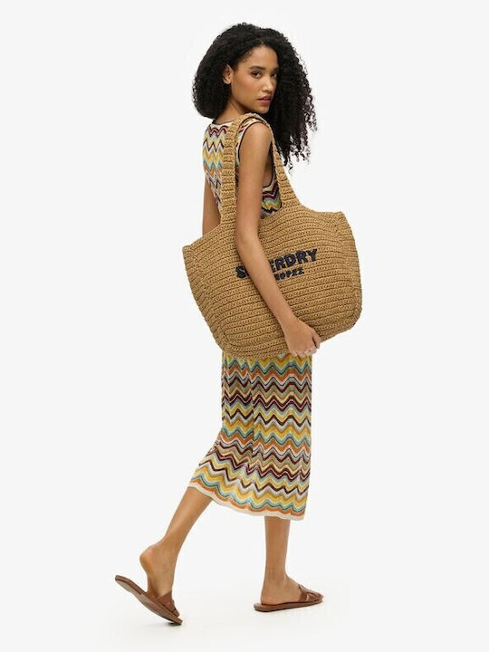 Rochie Tricotată pentru Femei Superdry, Croială Slim, W8011848a-f4w, Dungi Zig Zag Mentă, Mint W8011848a-f4w