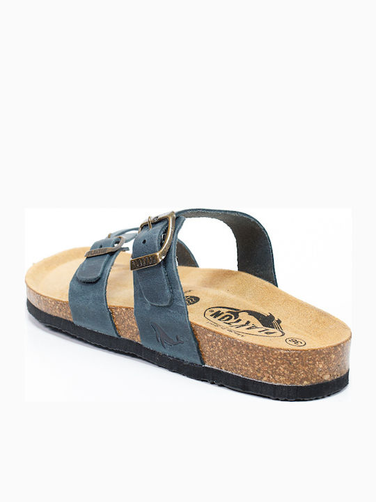 Bombay Leather Women's Flat Sandals Anatomic in Blue Color