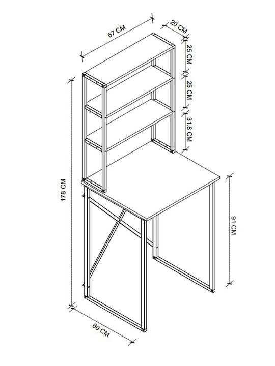 Megapap Bobby Ραφιέρα Μπανιέρας Μεταλλική 67x60x178cm Μαύρη