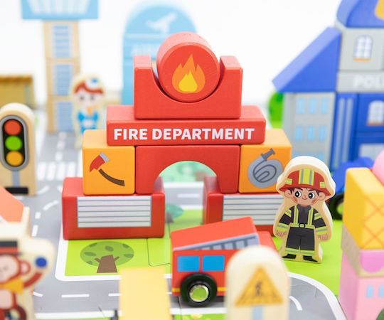 Educational Blocks Building Blocks Cities Wooden for 2+ years Years 100pcs