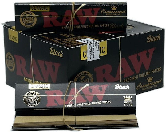Raw Classic Zigarettenpapiere Schlank King-Size Slim mit Kegelspitzen 32 Blätter 24Stück