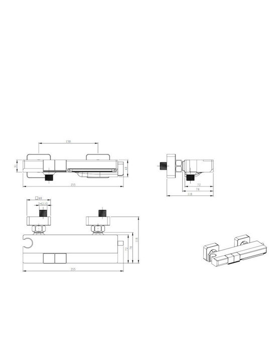 Acp Duschsäule mit digitaler Temperaturanzeige & mechanischen Tasten Silber