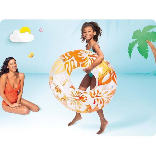 Intex Hawaiian Flowers Kids' Swim Ring with Diameter 91cm. from 9 Years Old Blue