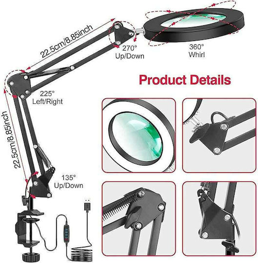 Desktop Magnifying Lens Light X5 Led Usb