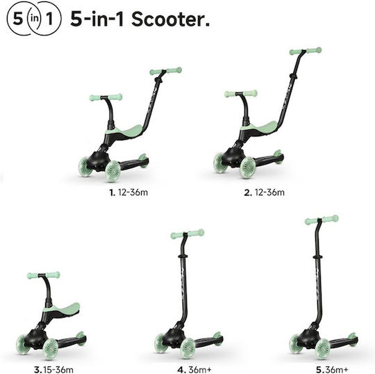Q Play Kids Scooter Sema Evo 6 In 1 3-Wheel with Seat for 12 Months Khaki