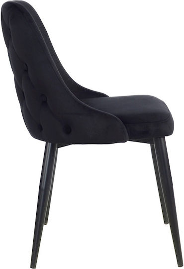 Zedna Dining Room Velvet Chair Black Velvet 51x58x84cm