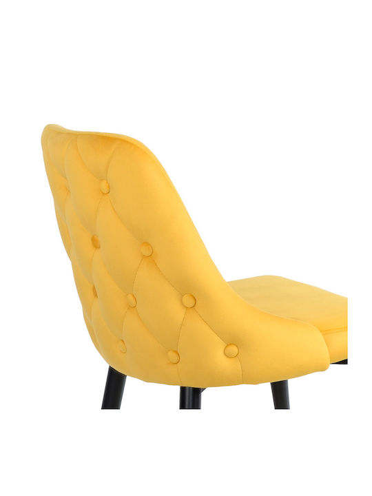 Zedna Dining Room Velvet Chair Yellow Velvet 51x58x84cm