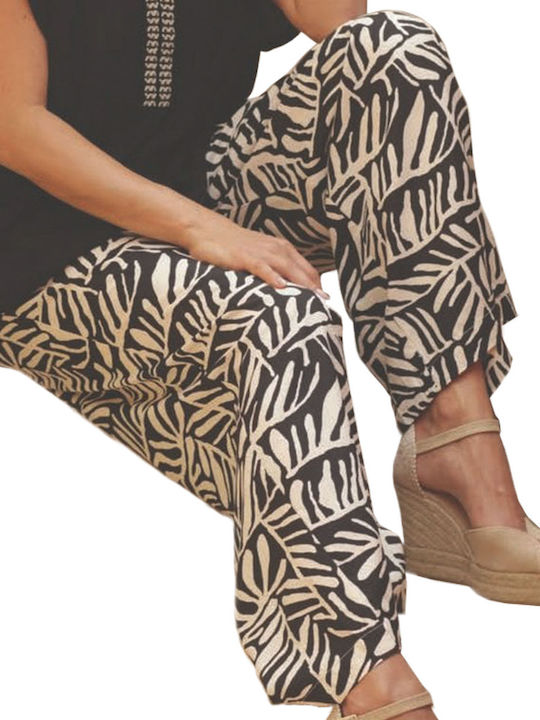 Pomodoro Women's Fabric Palazzo Pants with Elastic