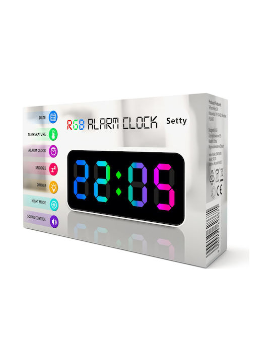 Setty Tisch-Digitaluhr mit Wecker Weiß