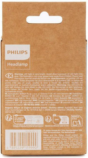 Philips Lumină de lucru și de sit, cu baterie Lanternă Frontală LED IPX4 cu Luminozitate Maximă 150lm Negru