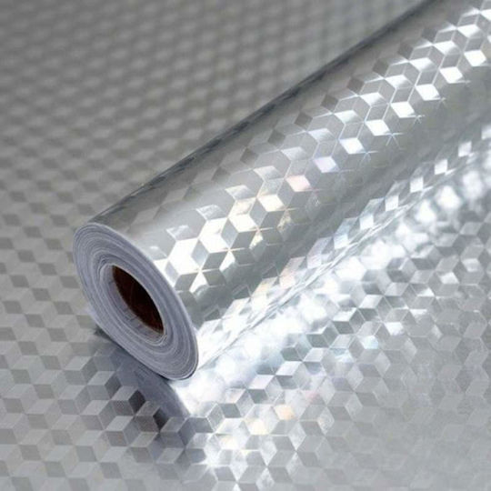 Folie autoadezivă Siks tip aluminiu pentru bucătărie, rolă 60 cm x 5 m argintiu