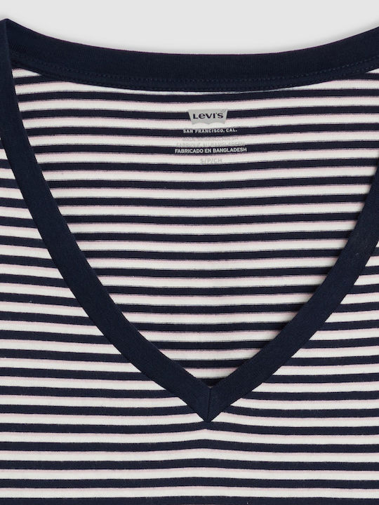 Damen T-Shirt Gestreift Navy