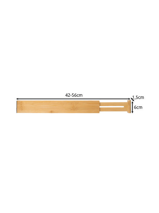 Set 4 separatoare de sertar ajustabile din lemn de bambus, lățime extensibilă 43-56 cm, natural