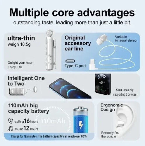 Fineblue F588 In-ear Bluetooth Handsfree Ακουστικό Πέτου Μαύρο