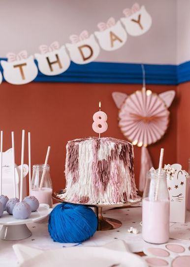 Number 8 Candle Pink