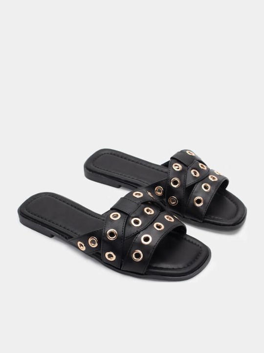 Women's Flat Sandals in Black Color