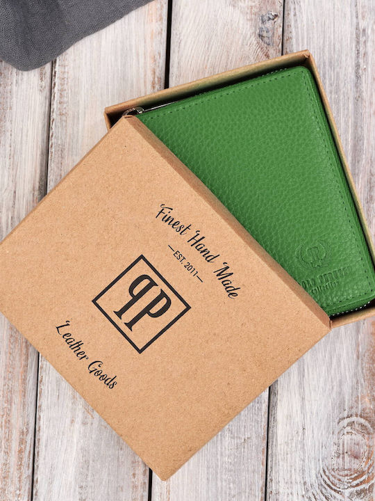 Leder Damen Geldbörse mit RFID Grün