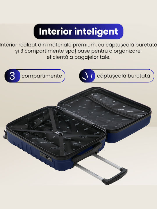Quasar Travel Suitcases Hard Navy Blue with 4 Wheels