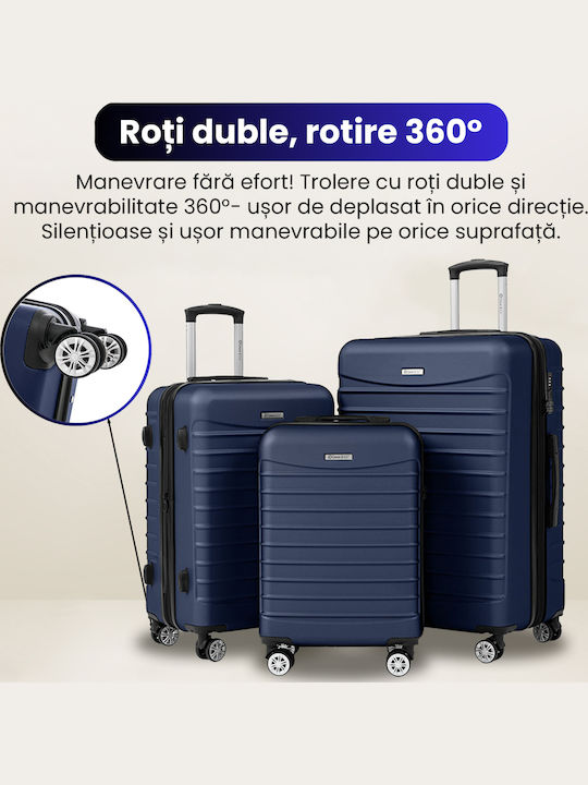 Quasar Travel Suitcases Hard Navy Blue with 4 Wheels