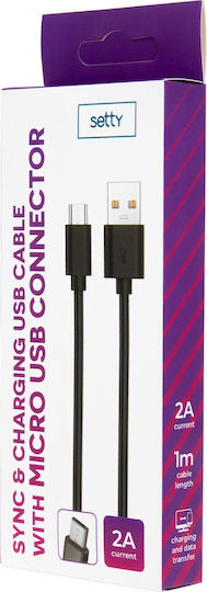 Setty Regular USB 2.0 spre micro USB Cablu Negru 1m 1buc