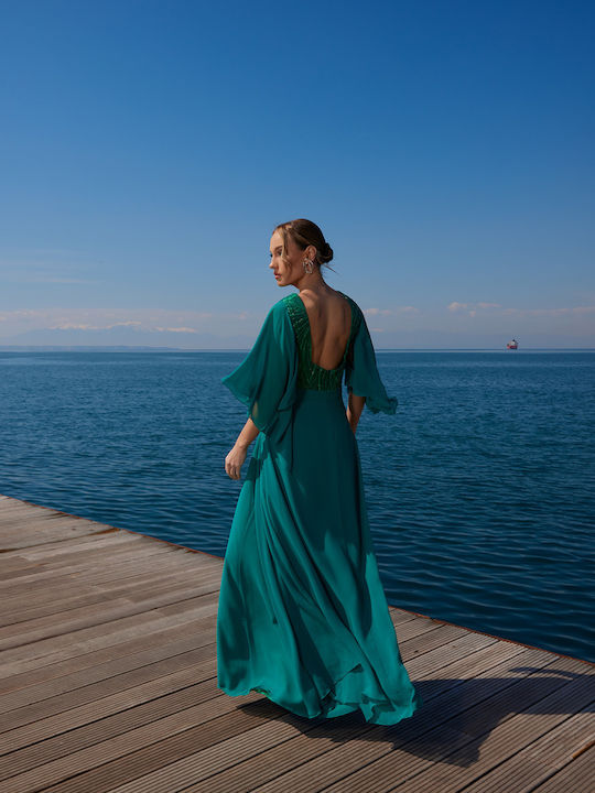Summer Maxi Dress for Wedding and Christening Green